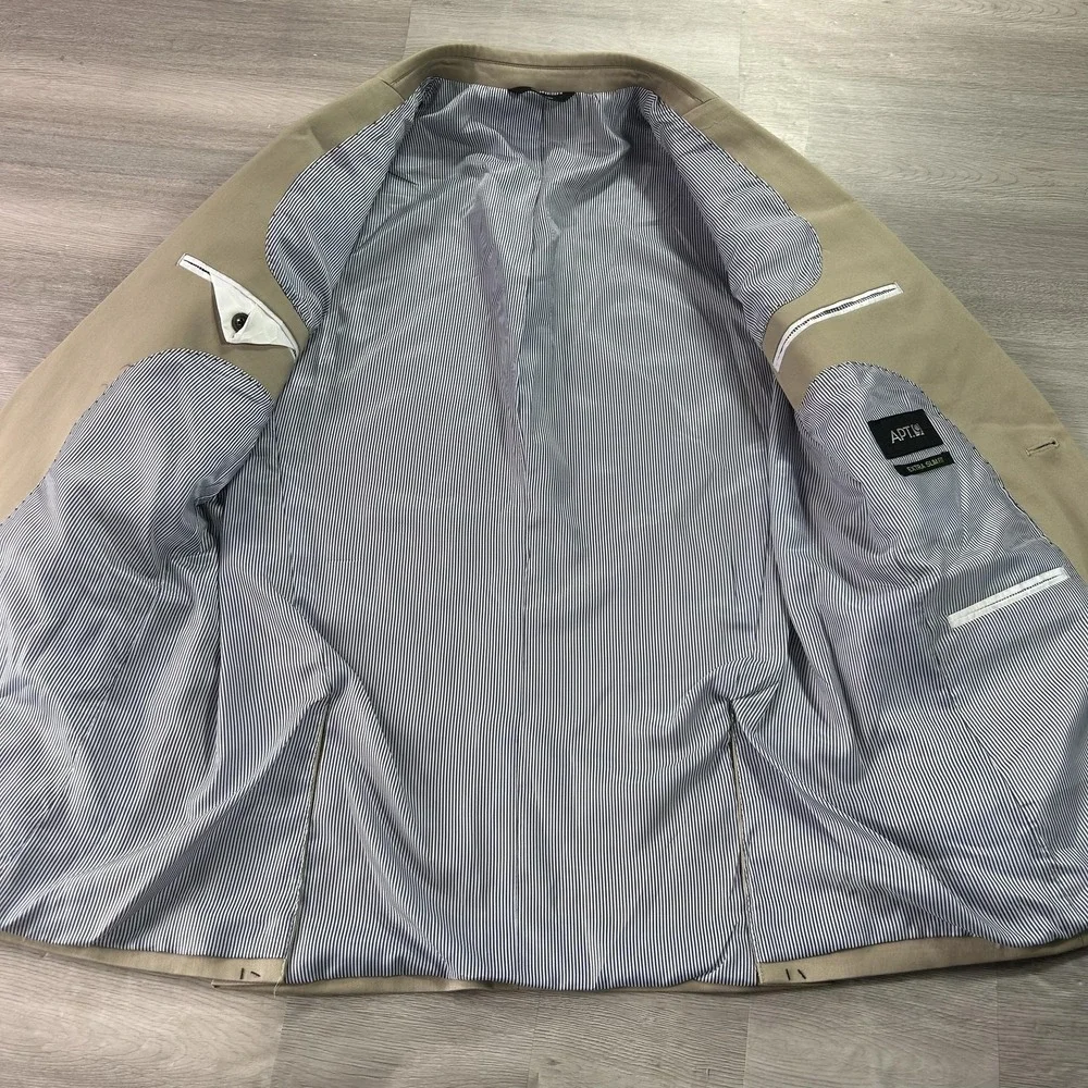 NEW Apt 9 Suit Jacket‎ Mens 40 Beige Cotton Poly Stretch Extra Slim Fit